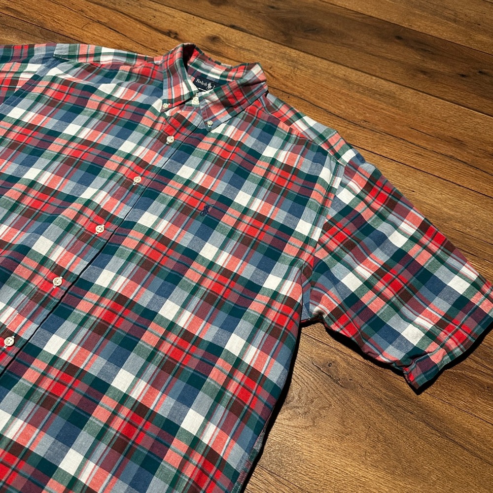 Vintage Ralph Lauren Multicolor Plaid Button Down Shirt Mens Large Blake Cotton